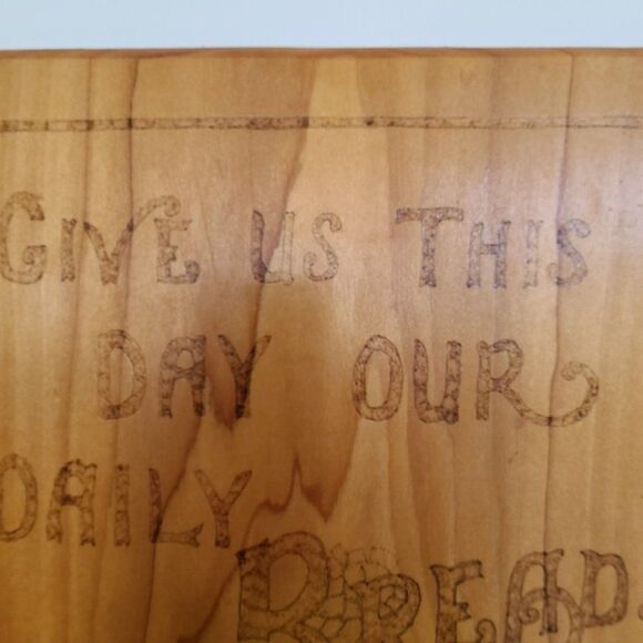 Handcrafted "Give Us This Day Our Daily Bread" Wall Hanging Plaque Prayer VTG - Picture 4 of 15
